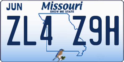 MO license plate ZL4Z9H