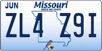 MO license plate ZL4Z9I
