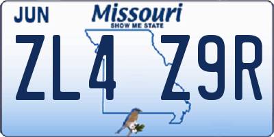 MO license plate ZL4Z9R