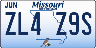 MO license plate ZL4Z9S