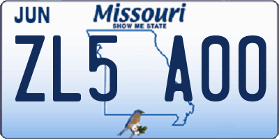 MO license plate ZL5A0O