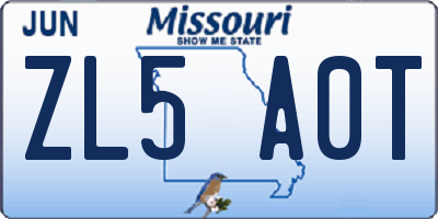 MO license plate ZL5A0T