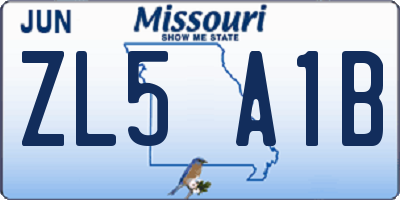 MO license plate ZL5A1B