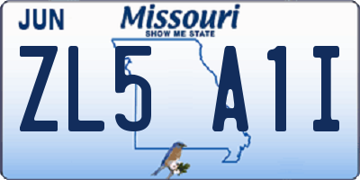 MO license plate ZL5A1I