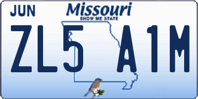 MO license plate ZL5A1M