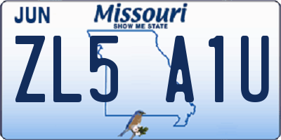 MO license plate ZL5A1U