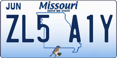MO license plate ZL5A1Y