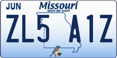 MO license plate ZL5A1Z