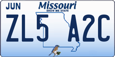 MO license plate ZL5A2C