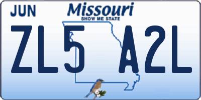 MO license plate ZL5A2L