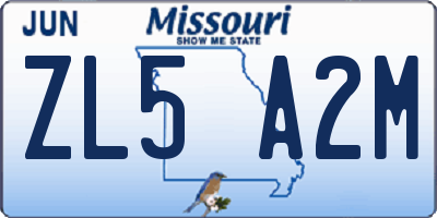 MO license plate ZL5A2M