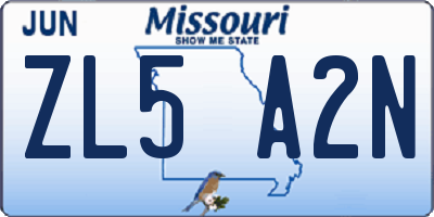 MO license plate ZL5A2N