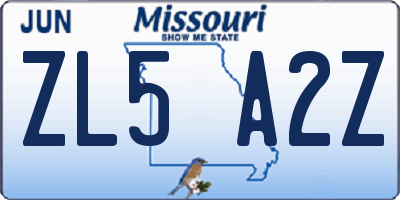 MO license plate ZL5A2Z