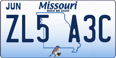 MO license plate ZL5A3C