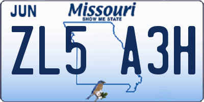 MO license plate ZL5A3H