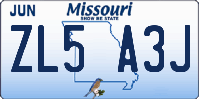 MO license plate ZL5A3J