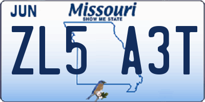 MO license plate ZL5A3T