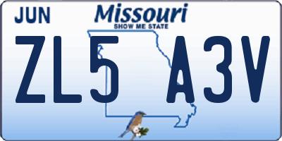 MO license plate ZL5A3V