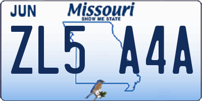 MO license plate ZL5A4A