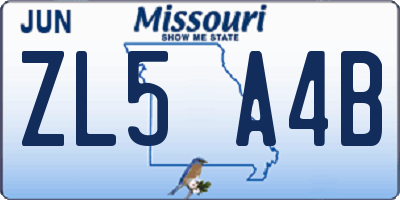 MO license plate ZL5A4B