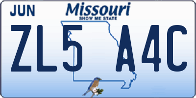 MO license plate ZL5A4C