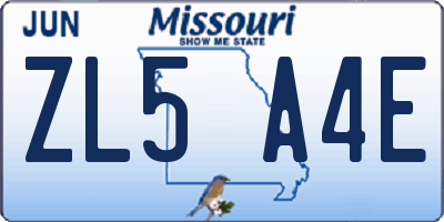 MO license plate ZL5A4E