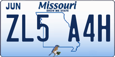 MO license plate ZL5A4H