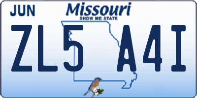 MO license plate ZL5A4I