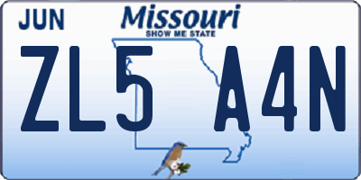 MO license plate ZL5A4N