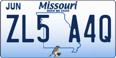 MO license plate ZL5A4Q