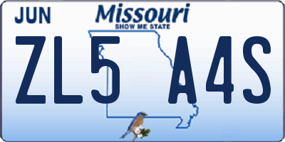 MO license plate ZL5A4S