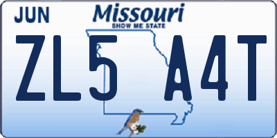MO license plate ZL5A4T