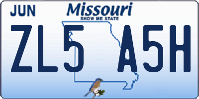 MO license plate ZL5A5H
