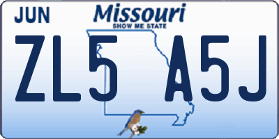 MO license plate ZL5A5J