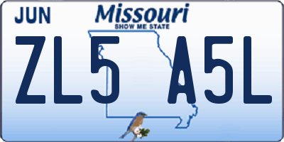 MO license plate ZL5A5L