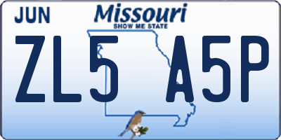 MO license plate ZL5A5P