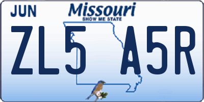 MO license plate ZL5A5R
