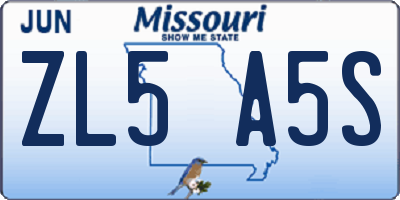 MO license plate ZL5A5S