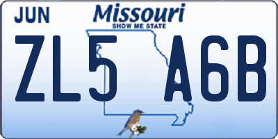 MO license plate ZL5A6B