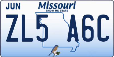 MO license plate ZL5A6C
