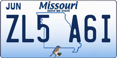 MO license plate ZL5A6I
