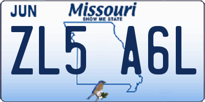 MO license plate ZL5A6L