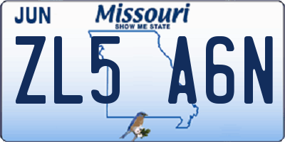 MO license plate ZL5A6N