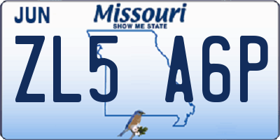 MO license plate ZL5A6P