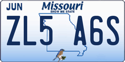 MO license plate ZL5A6S