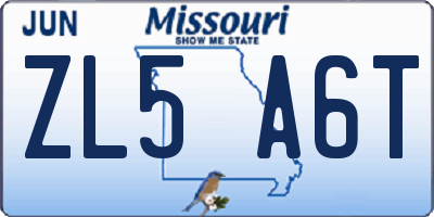 MO license plate ZL5A6T