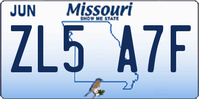 MO license plate ZL5A7F