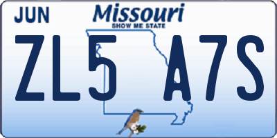 MO license plate ZL5A7S