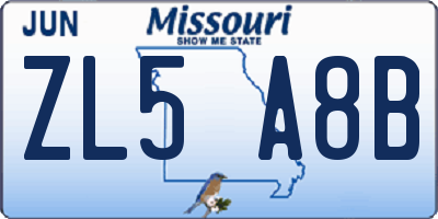 MO license plate ZL5A8B