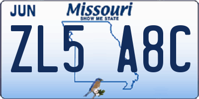 MO license plate ZL5A8C